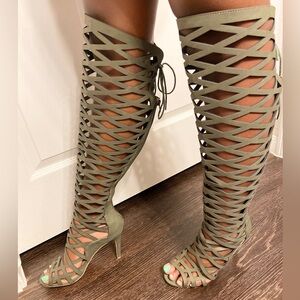 NWOB olive green high heel sandals